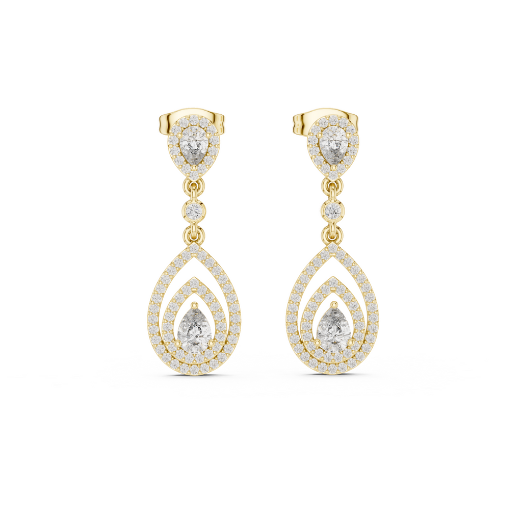 The Tiered Halo Drop Earrings - Lab Grown Diamonds