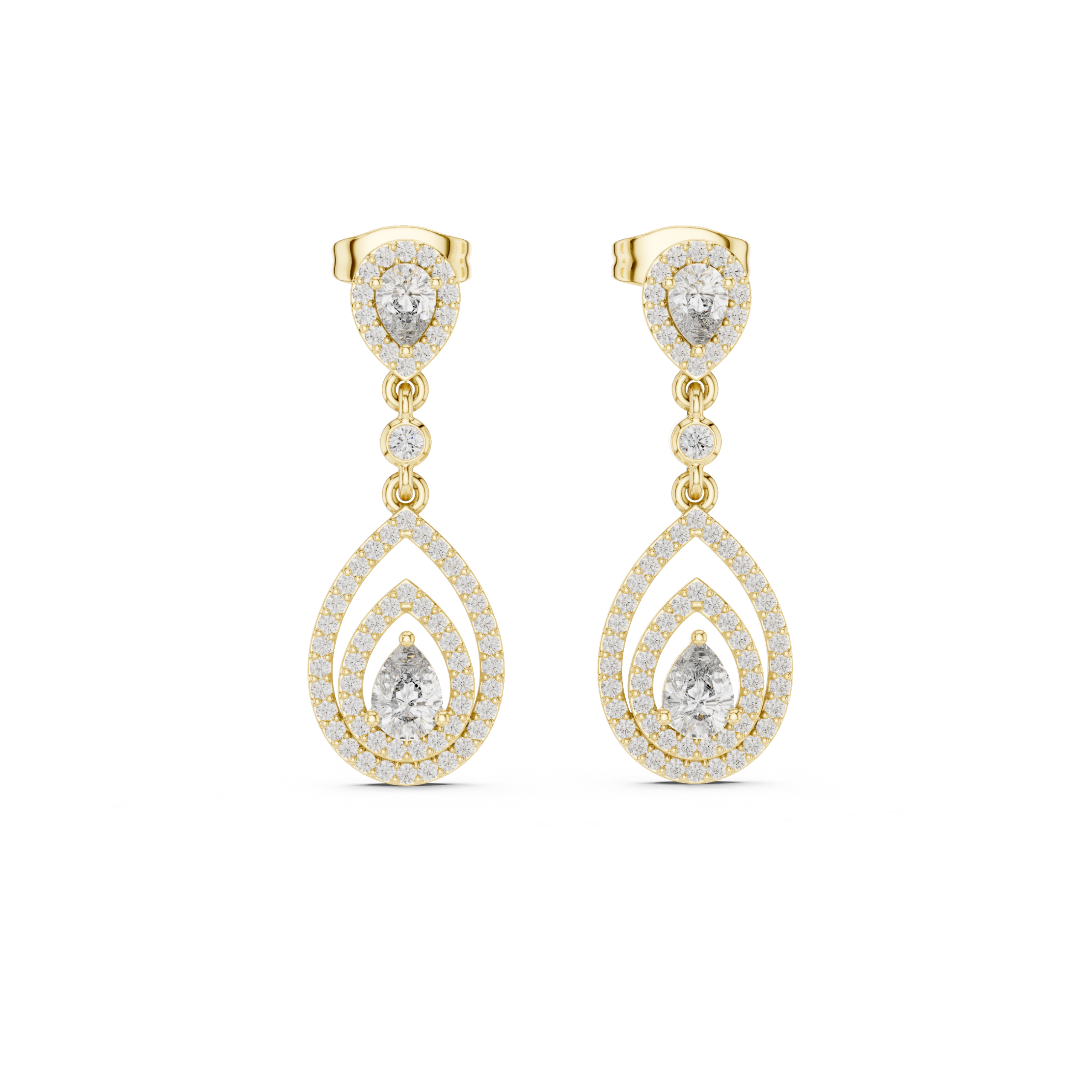 The Tiered Halo Drop Earrings - Lab Grown Diamonds