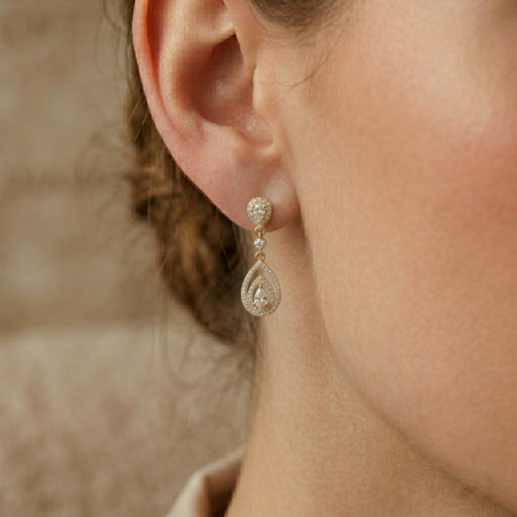 The Tiered Halo Drop Earrings - Lab Grown Diamonds