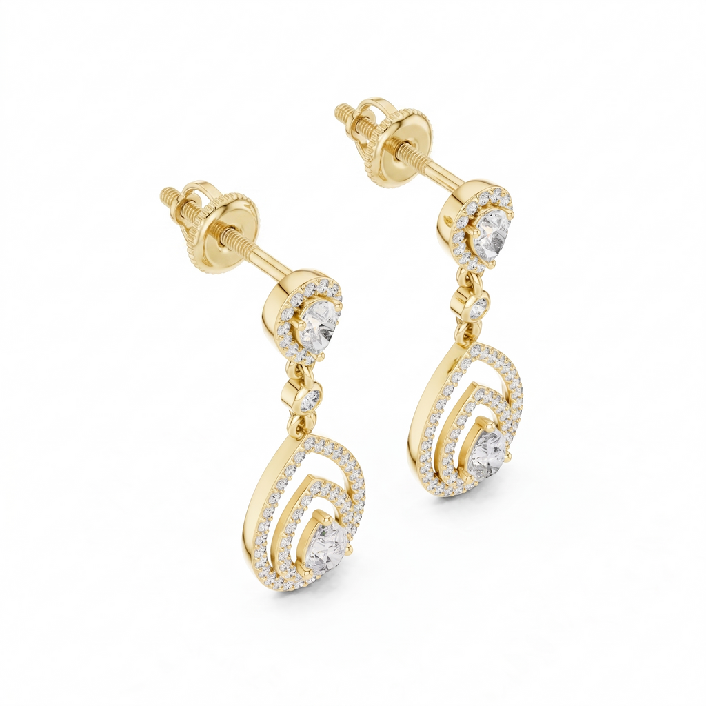 The Tiered Halo Drop Earrings - Lab Grown Diamonds