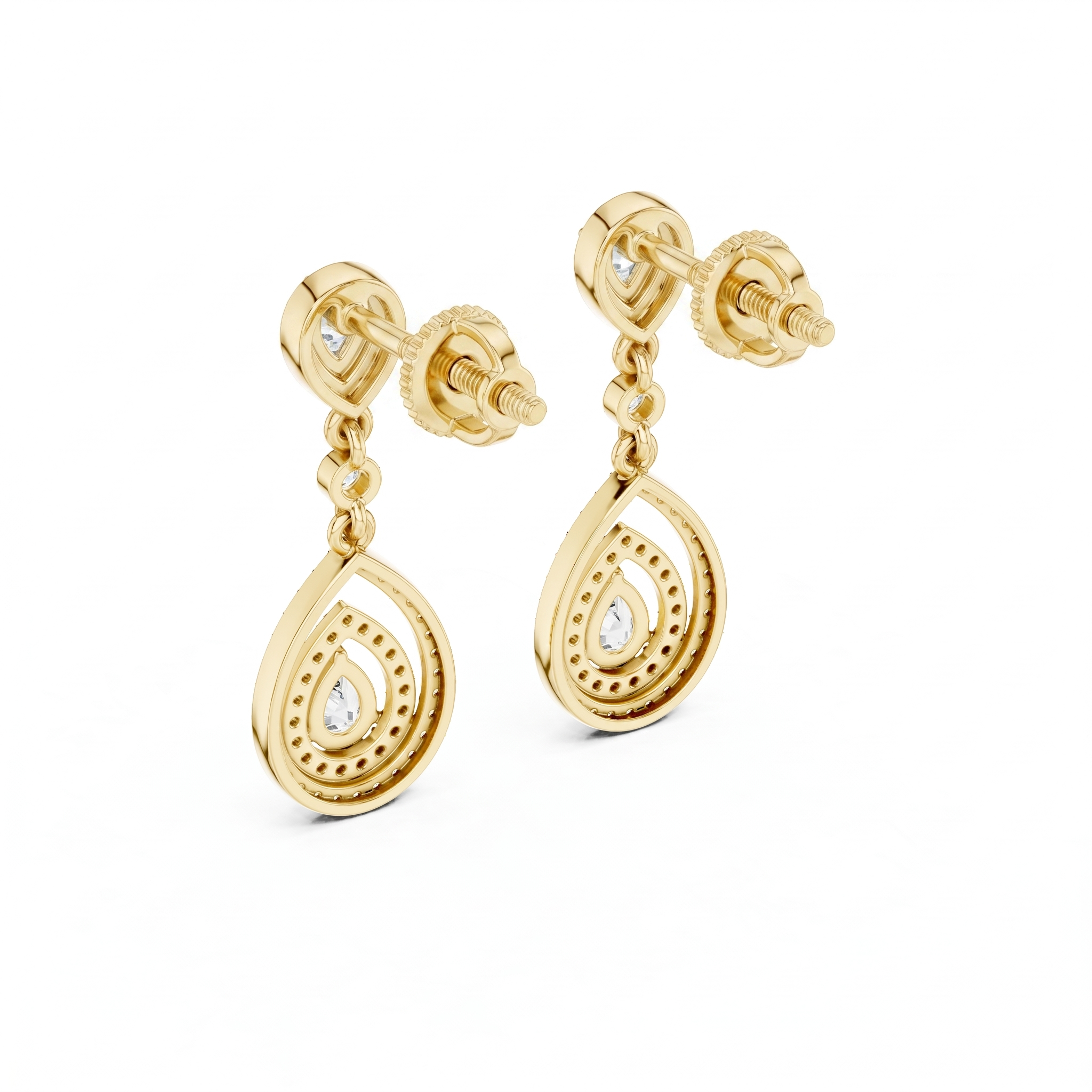 The Tiered Halo Drop Earrings - Lab Grown Diamonds
