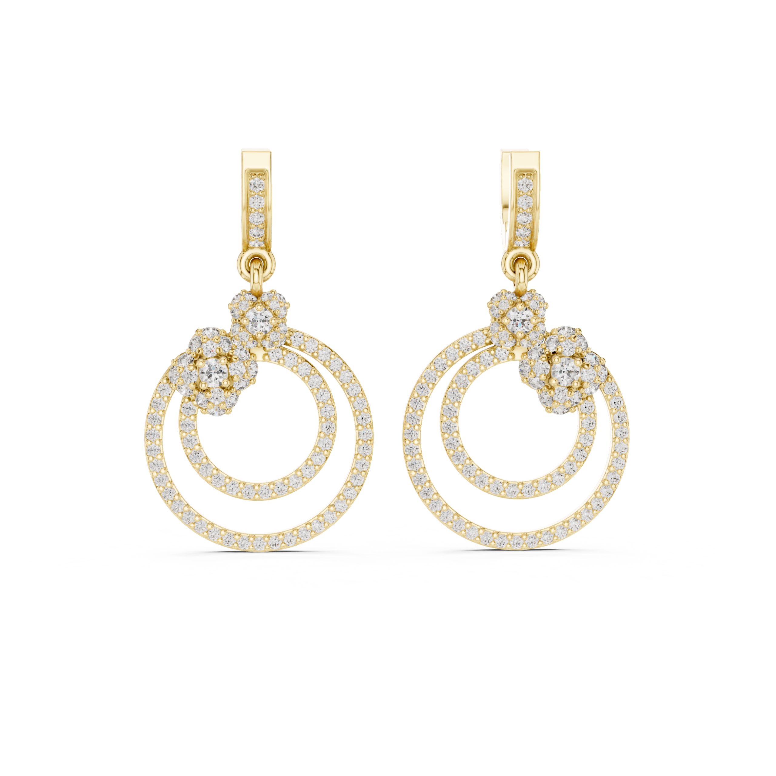 The Twin Flower Hoop Earrings - Lab Grown Diamonds