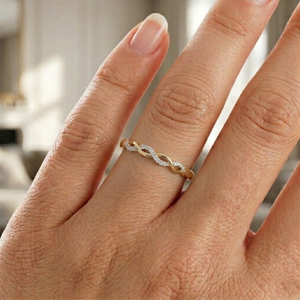 The Inifinity Twist Band Ring - Lab Grown Diamonds