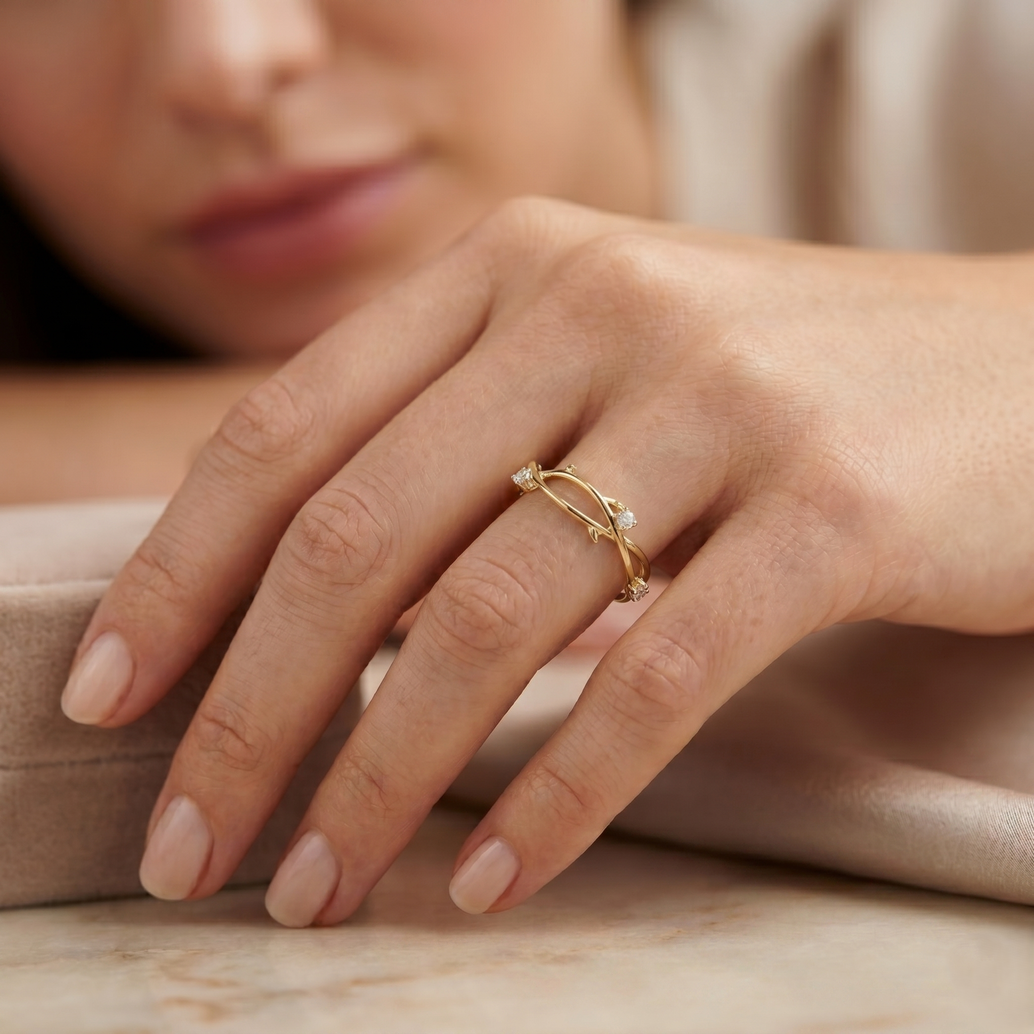 The Daphne Branch Band Ring - Lab Grown Diamonds