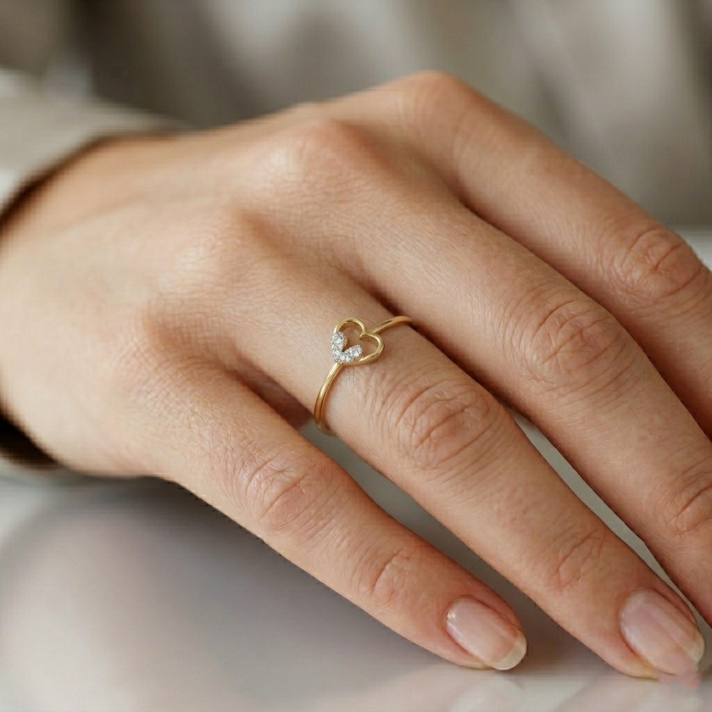 The Lyre Flower Heart Ring - Lab Grown Diamonds
