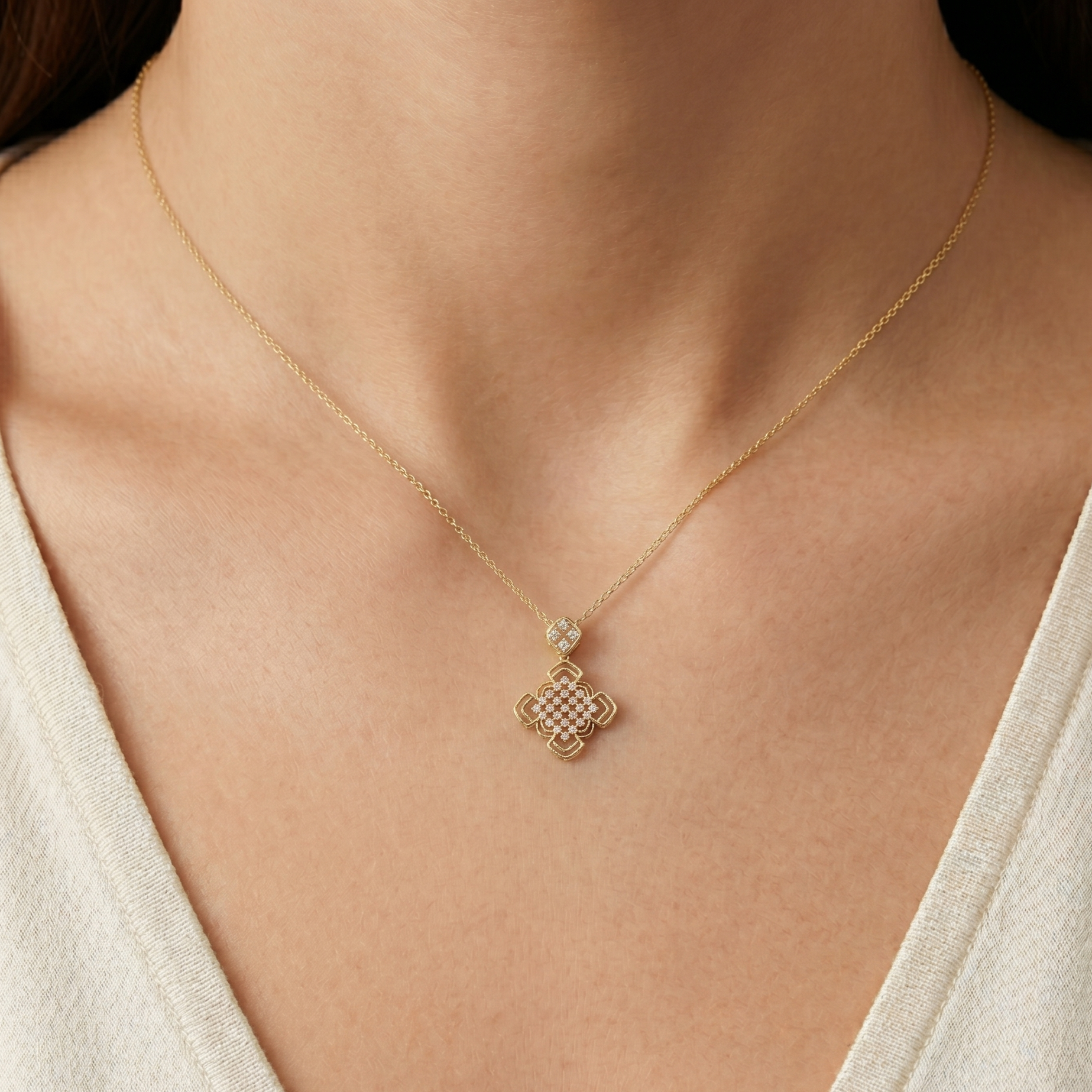 The Grid Radiance Pendant - Lab Grown Diamonds