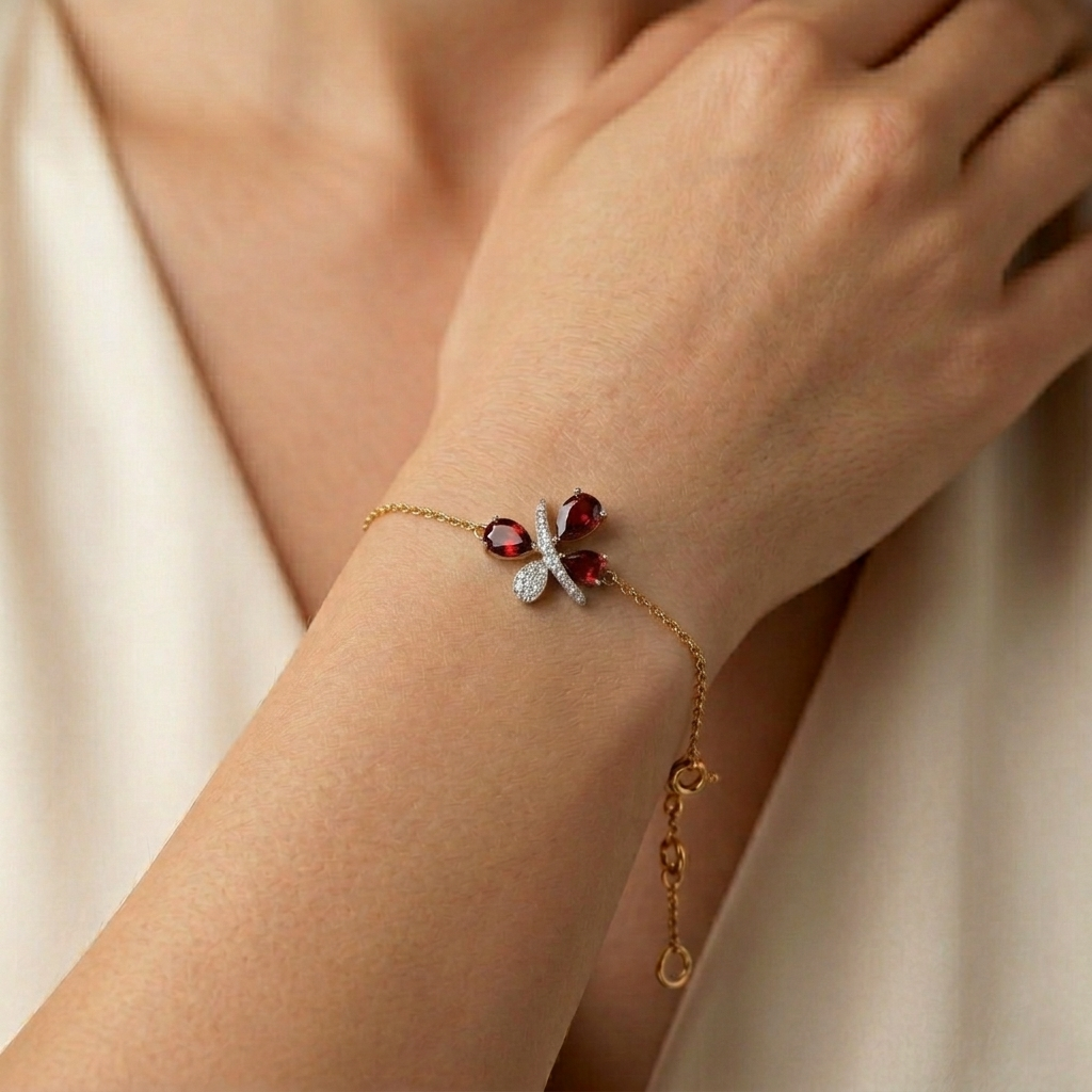 The Scarlet Petal Bracelet - Lab Grown Diamonds