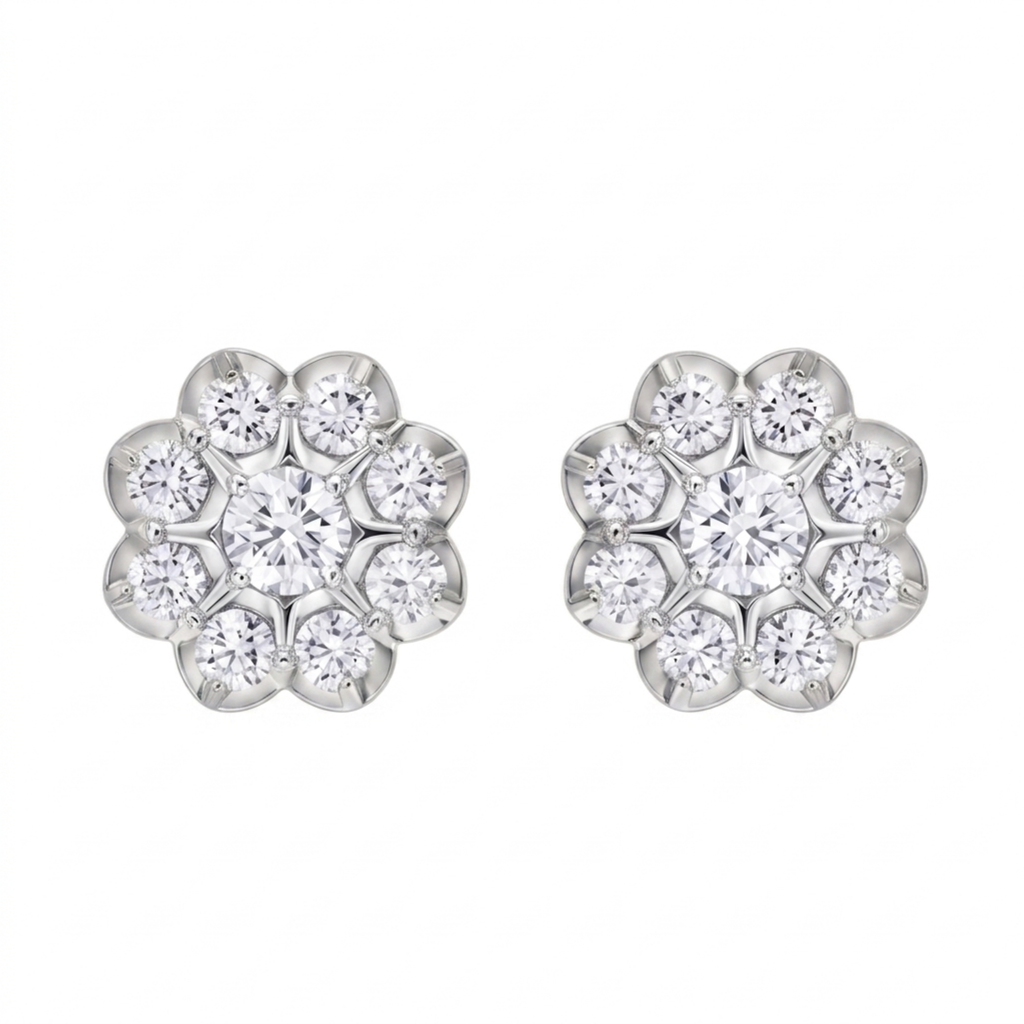 The Blossom Halo Stud Earrings - Lab Grown Diamonds