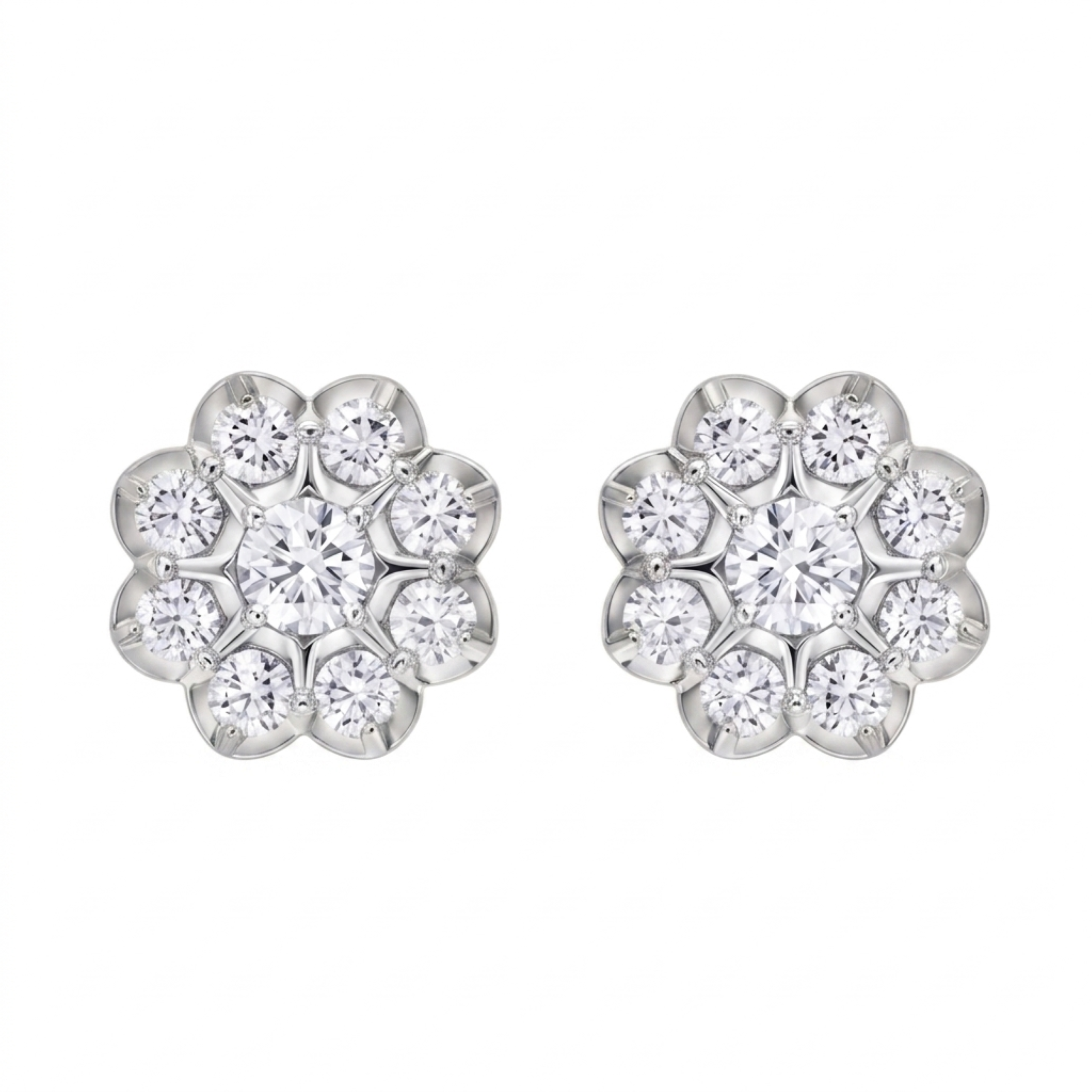 The Blossom Halo Stud Earrings - Lab Grown Diamonds