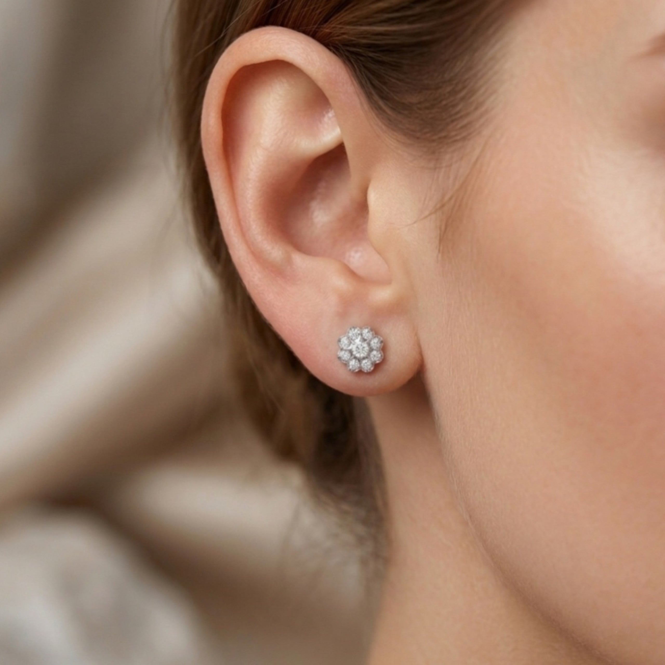The Blossom Halo Stud Earrings - Lab Grown Diamonds