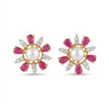 The Elaria Pearl Earrings - Lab Grown Diamonds