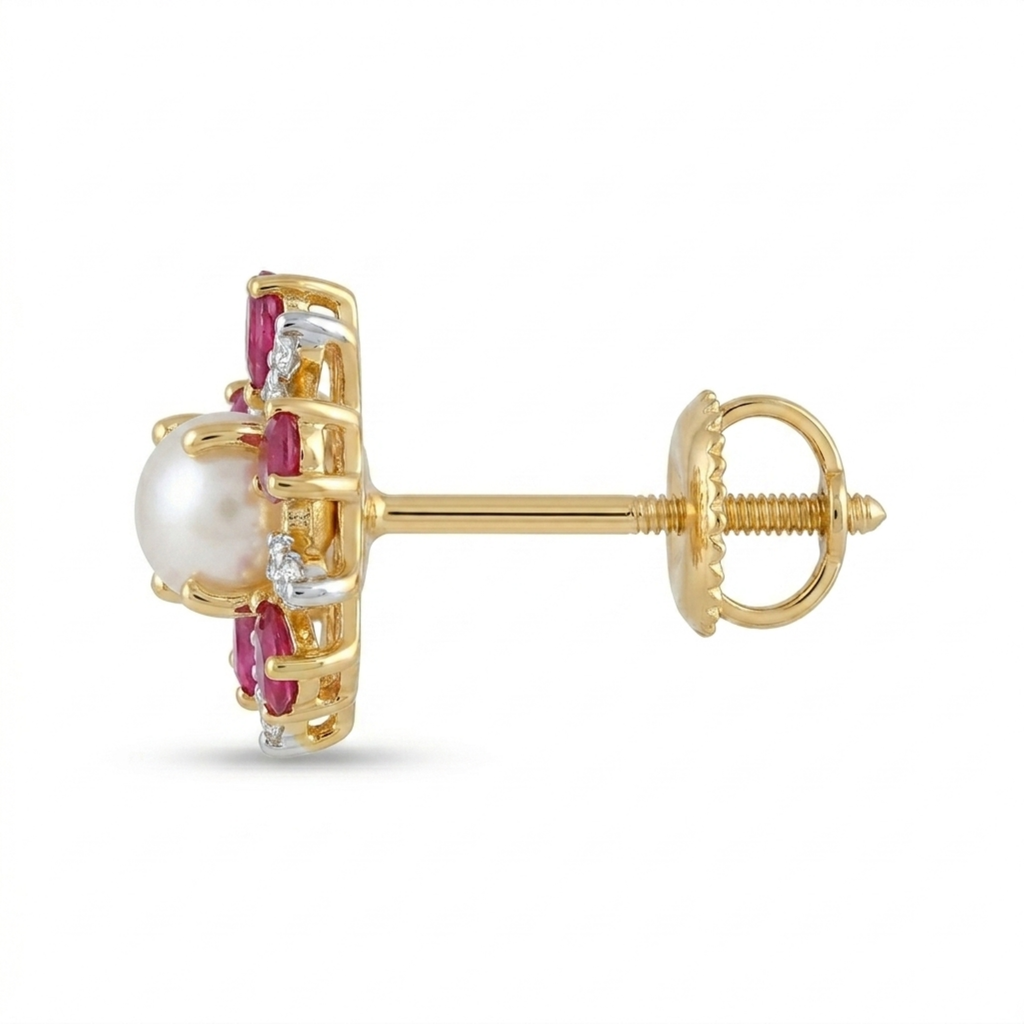 The Elaria Pearl Earrings - Lab Grown Diamonds