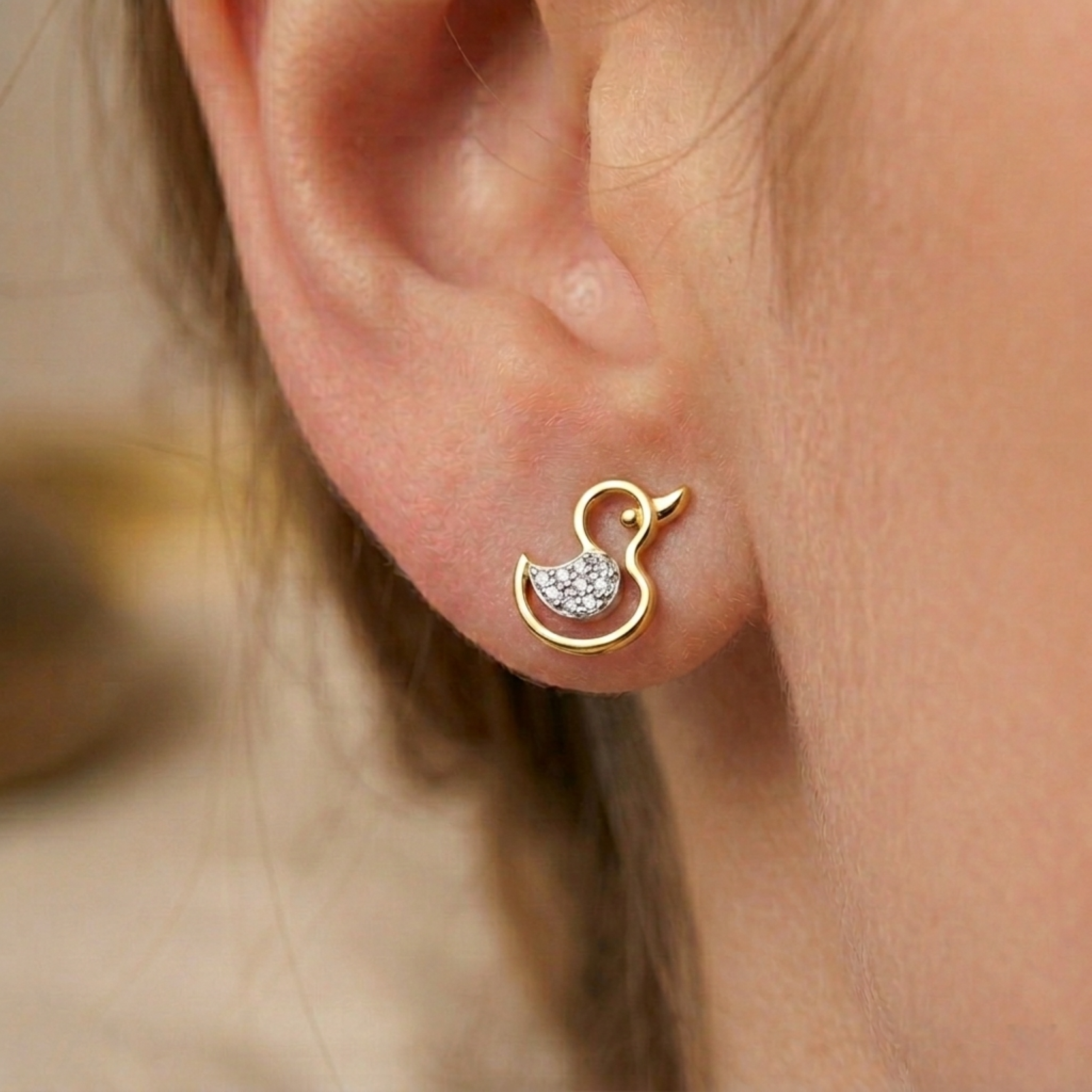 The Golden Duckling Earrings - Lab Grown Diamonds