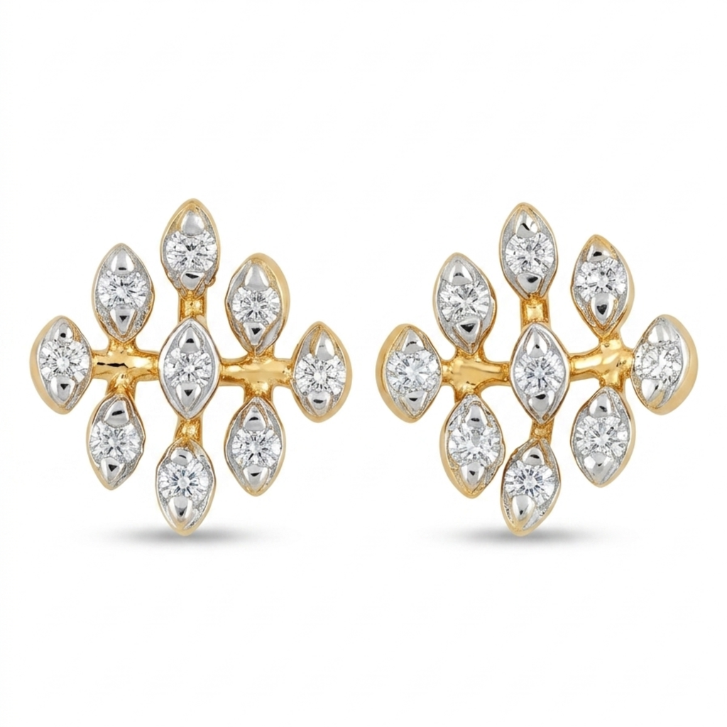 The Crystal Leaf Earrings - Lab Grown Diamonds