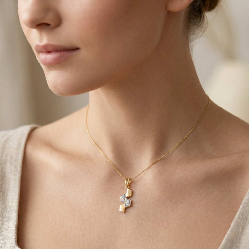 The Hex-Link Zigzag Pendant - Lab Grown Diamonds