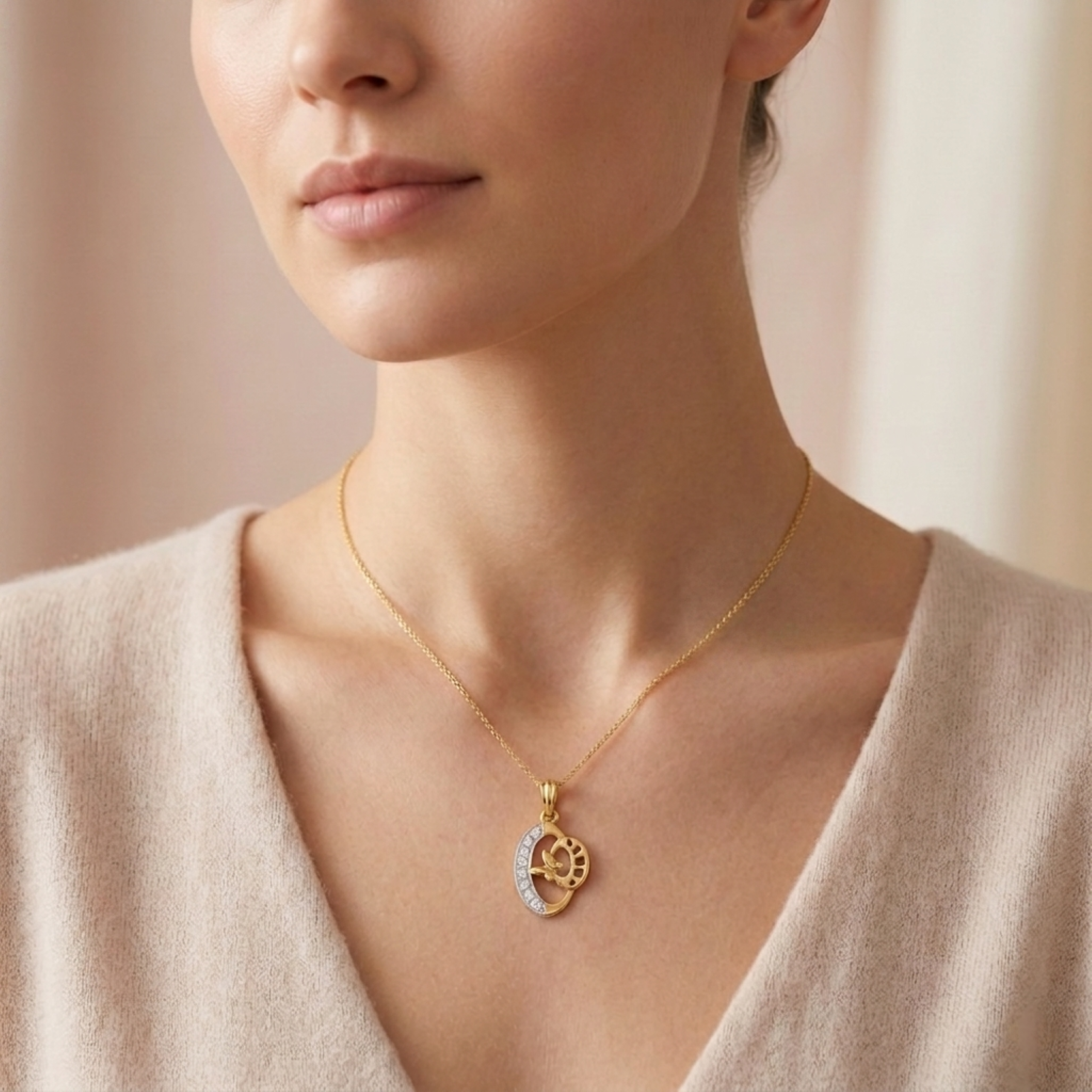 The Mariposa Crescent Pendant - Lab Grown Diamonds