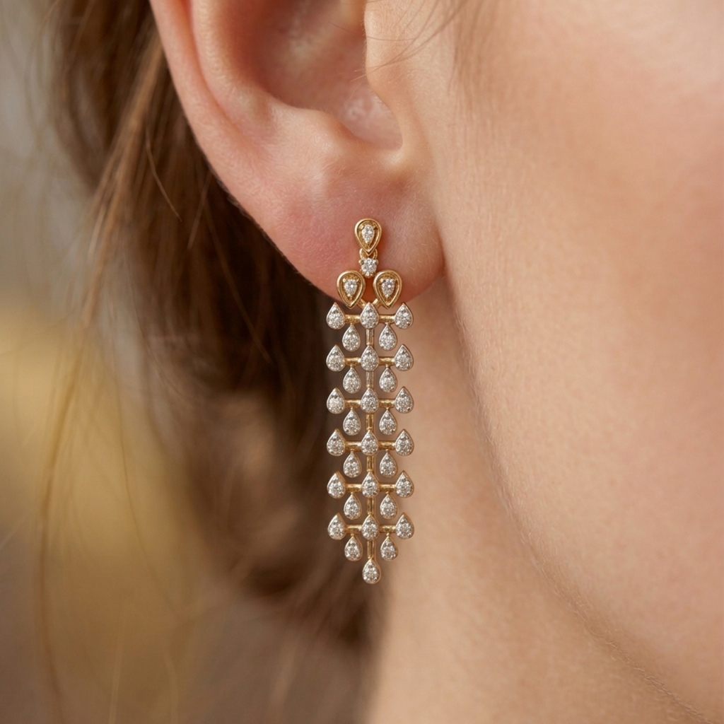 The Pearline Waterfall Earrings - Lab Grown Diamonds