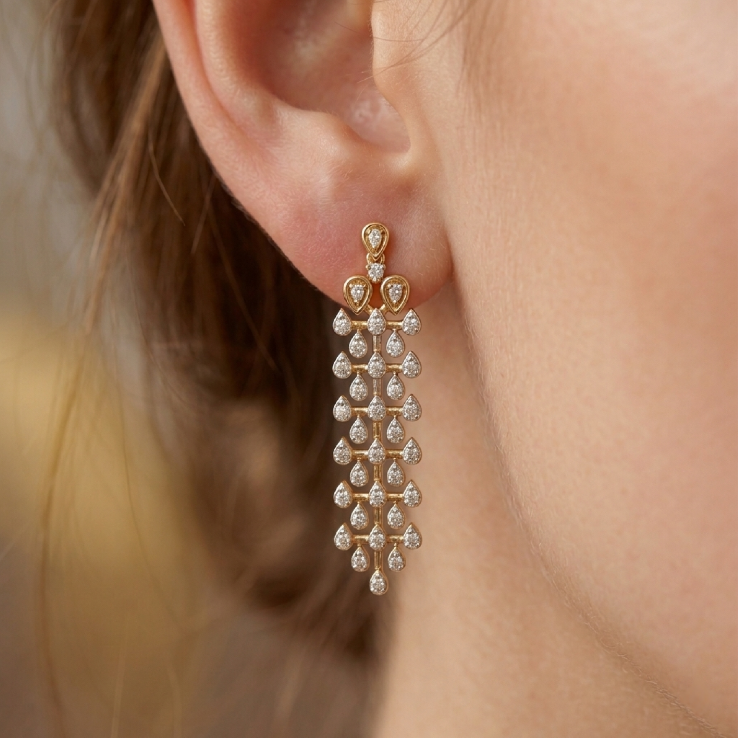 The Pearline Waterfall Earrings - Lab Grown Diamonds