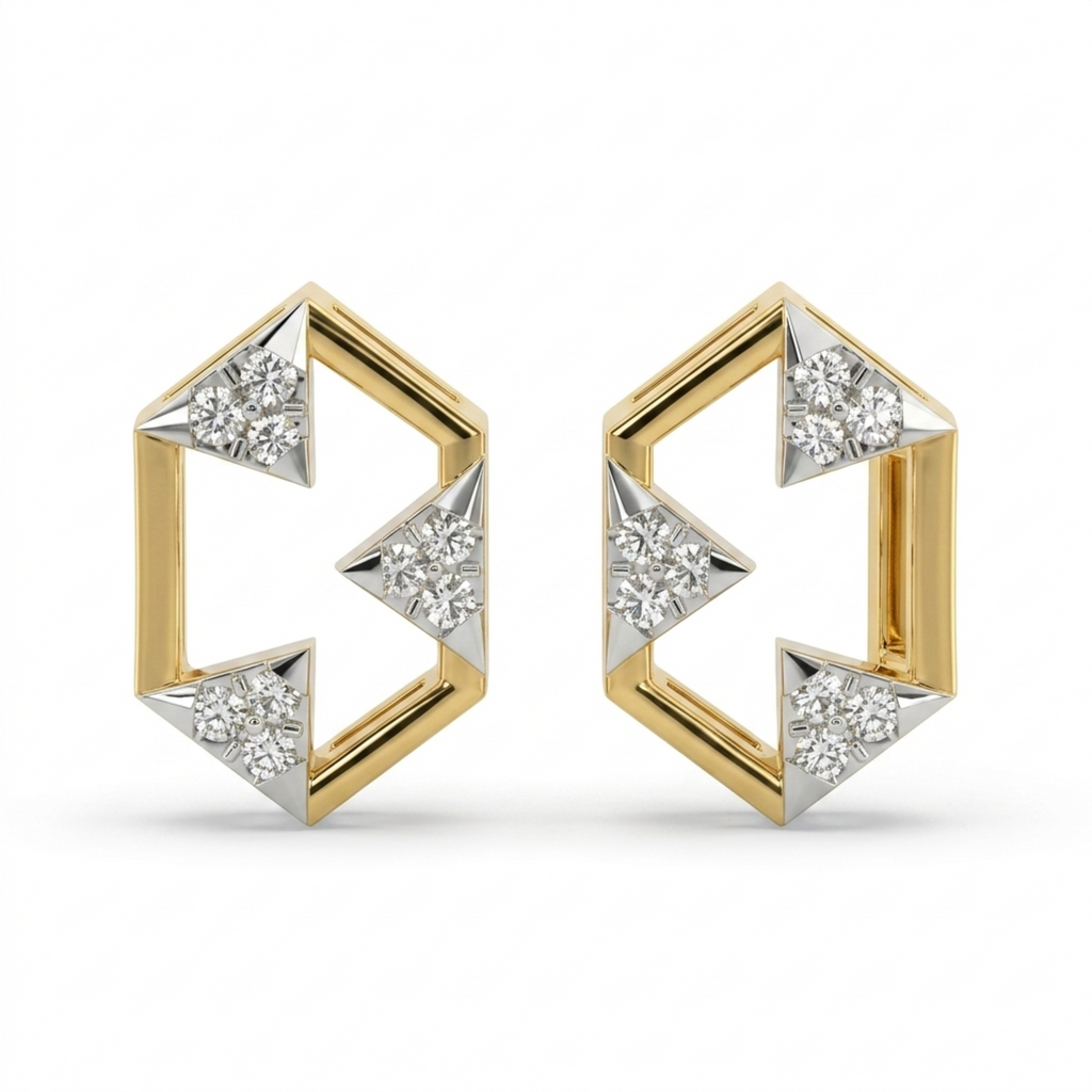 The Trigon Radiance Earrings - Lab Grown Diamonds