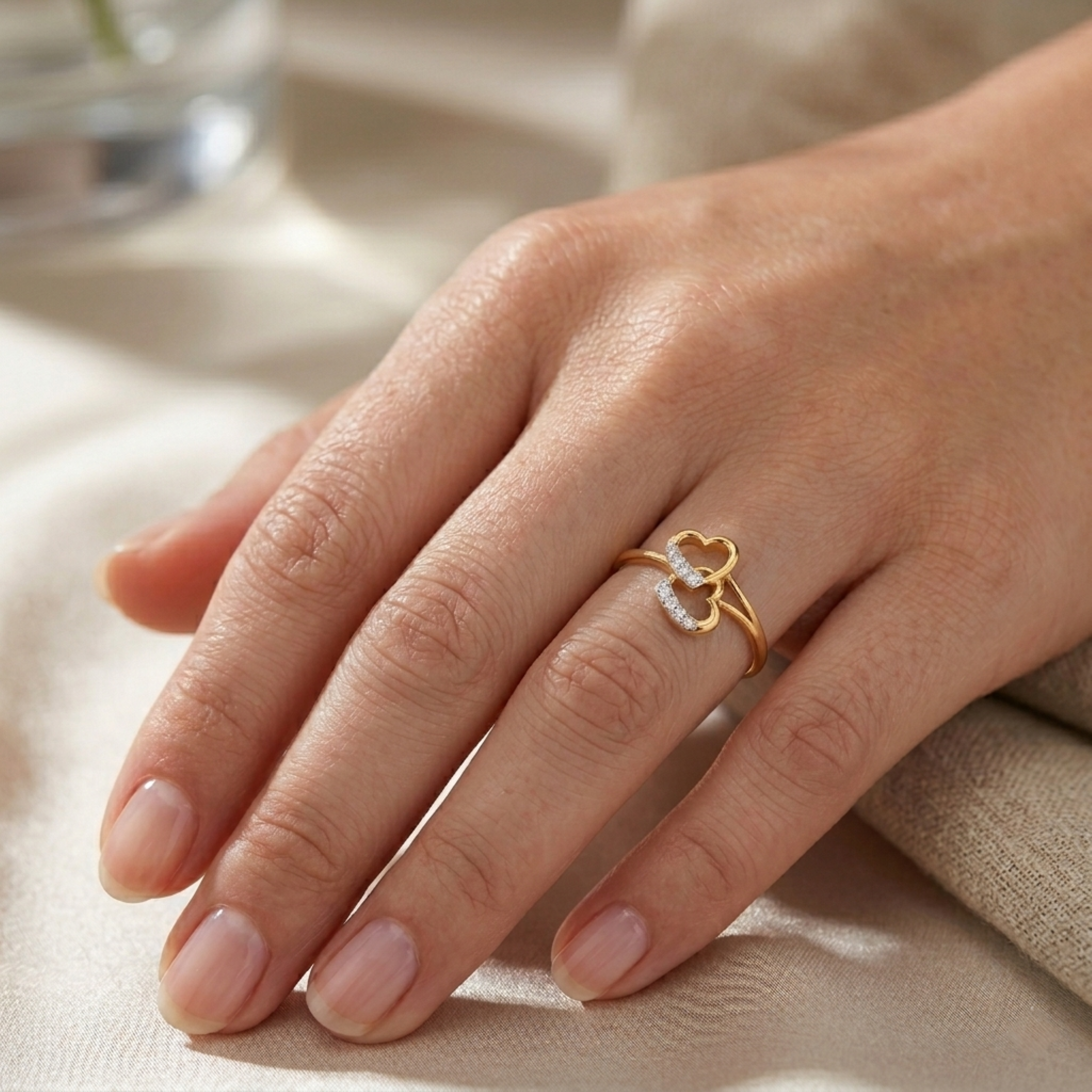 The Duo-Affection Heart Ring - Lab Grown Diamonds