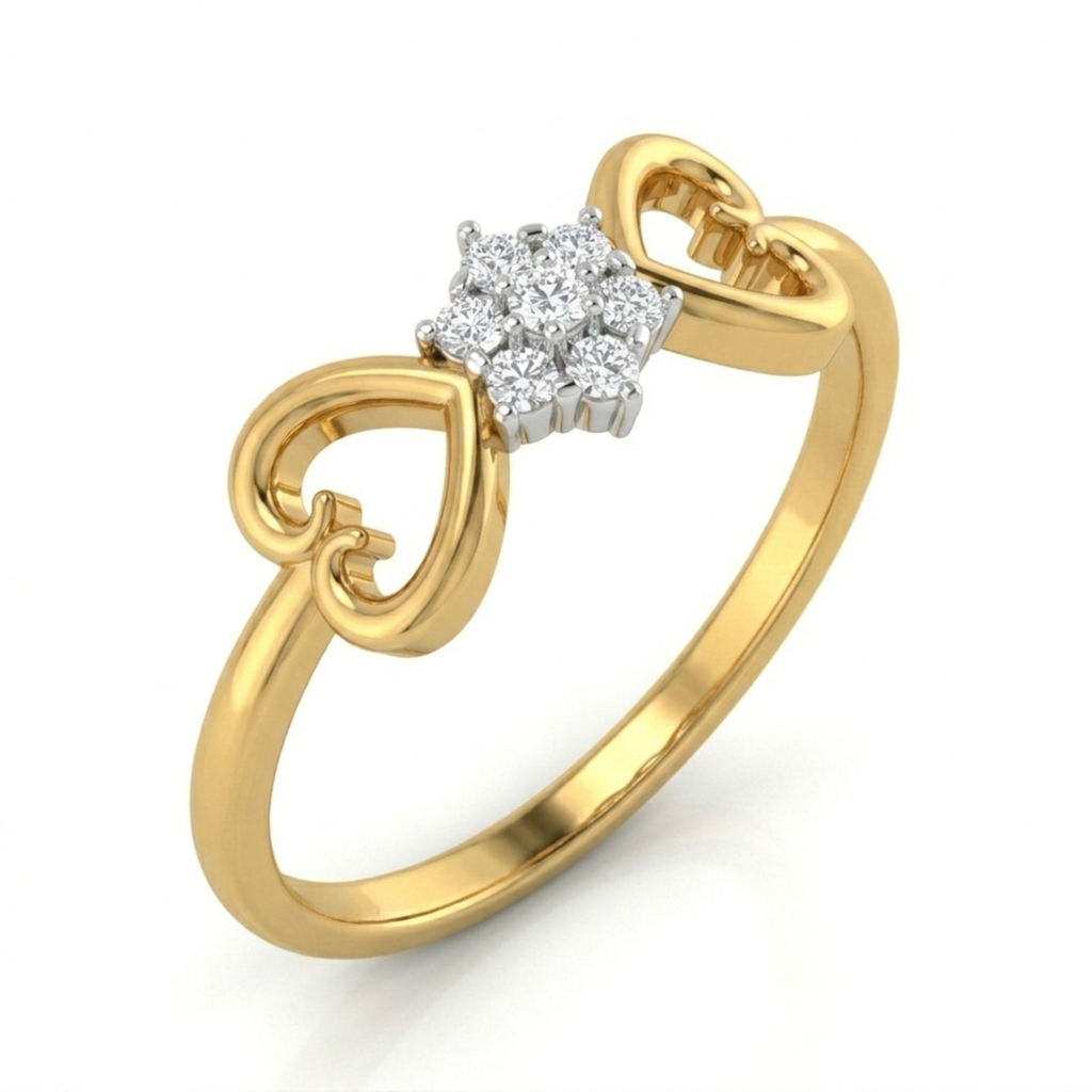 The Heart Motif Floral Ring - Lab Grown Diamonds