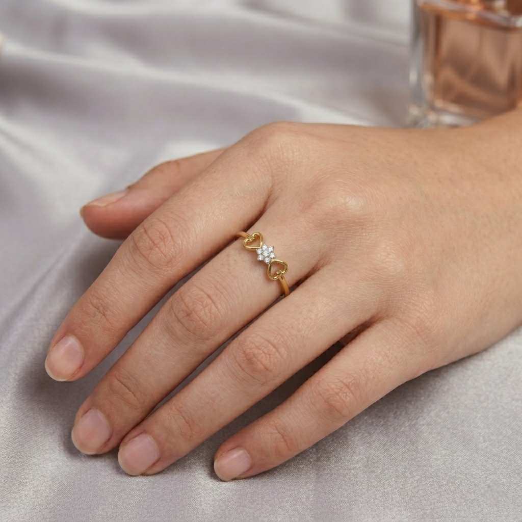 The Heart Motif Floral Ring - Lab Grown Diamonds