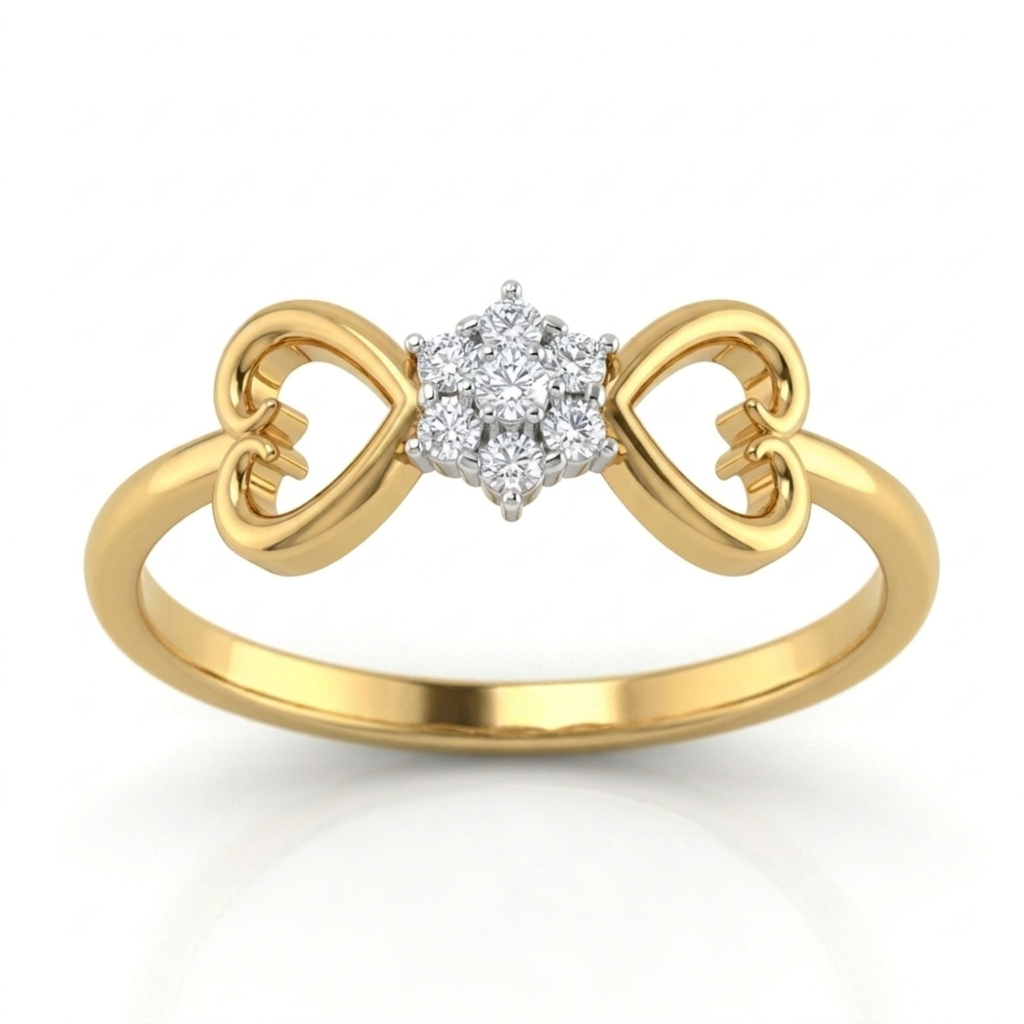 The Heart Motif Floral Ring - Lab Grown Diamonds