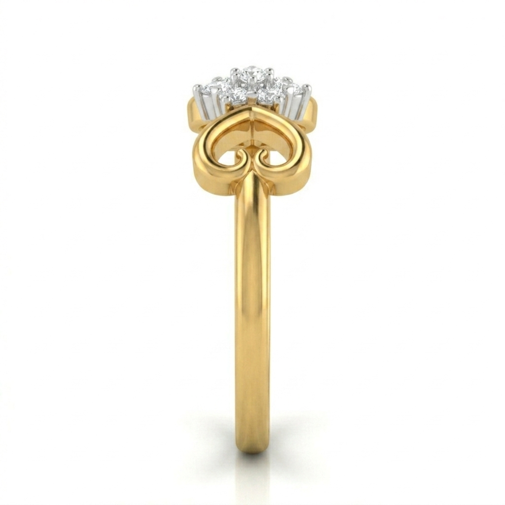 The Heart Motif Floral Ring - Lab Grown Diamonds