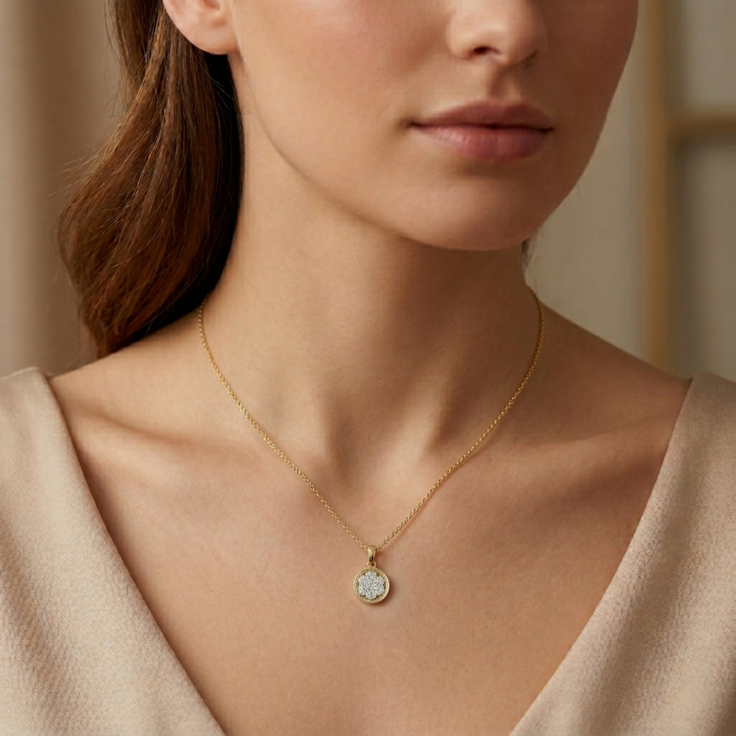 The Solara Round Cluster Pendant - Lab Grown Diamonds