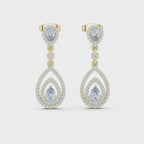The Tiered Halo Drop Earrings - Lab Grown Diamonds