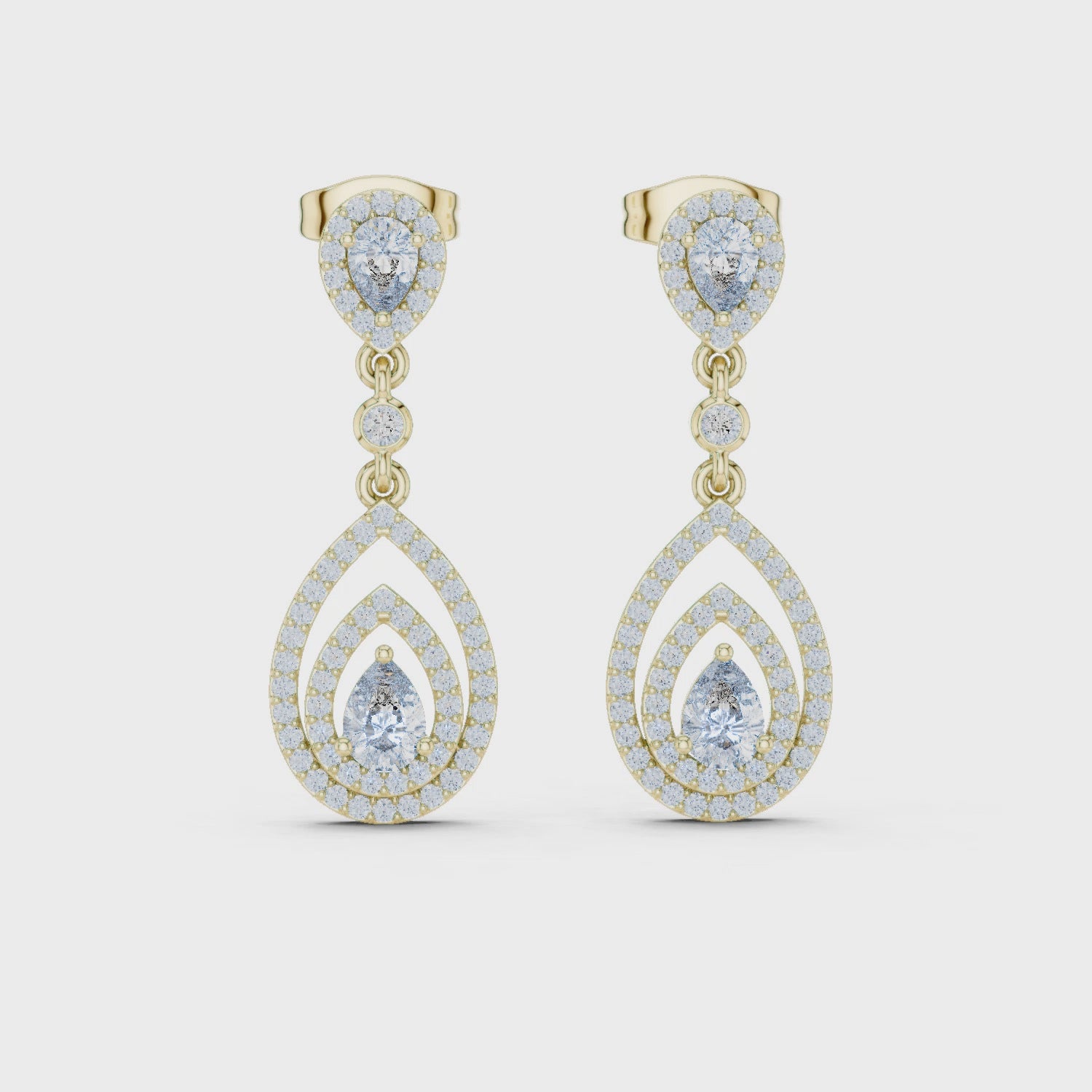 The Tiered Halo Drop Earrings - Lab Grown Diamonds